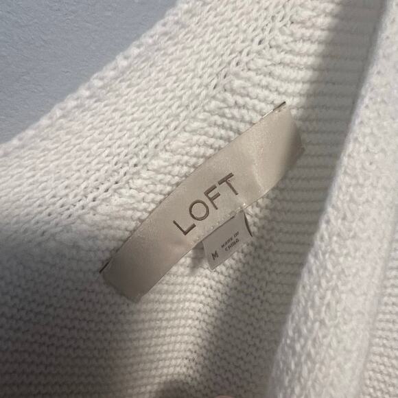 Loft White Button Up Sleeveless Knit Sweater Vest V-Neck size Medium - Picture 5 of 7